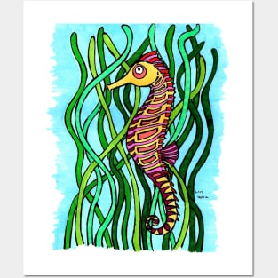colorful sea horse Posters and Art